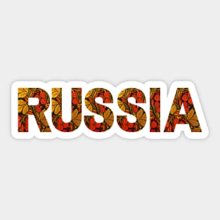 Russia in Painted Khokhloma Letters Sticker